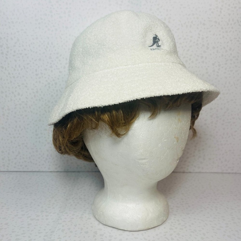 Kangol White Terry Bucket Hat with Embroidered Logo